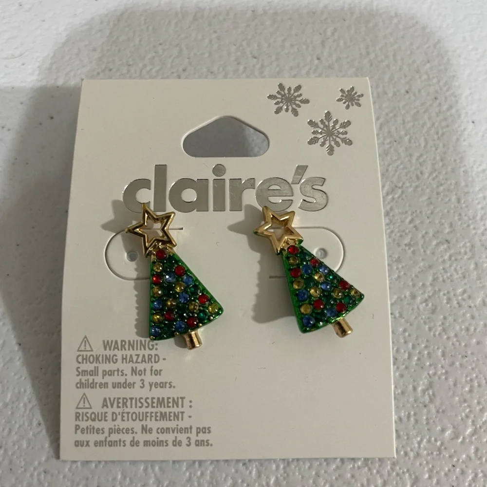 Claire's Holiday Hair Accessories & Holiday Earrings ( Studs) - Red, Green, Gold